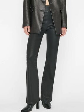 FRAME The Jet Set Flare Jeans Pull On Pants Noir Coated Size 1
